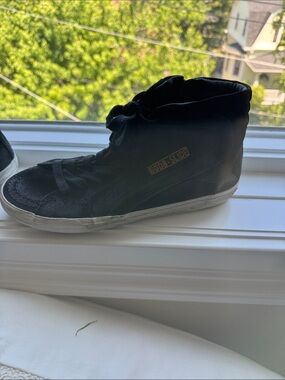 Golden Goose Black High-Top Sneaker with White Sole